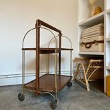 Desserte bocado pliante et sur roulettes en bois foncé