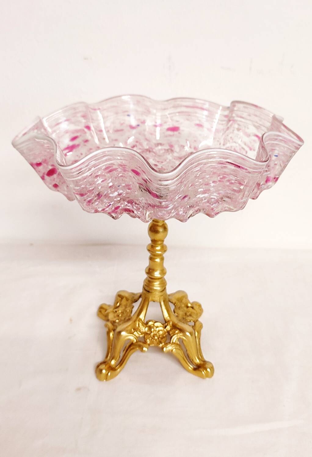 Frutero "Art Nouveau" en cristal de Murano. Italie, années 1940.