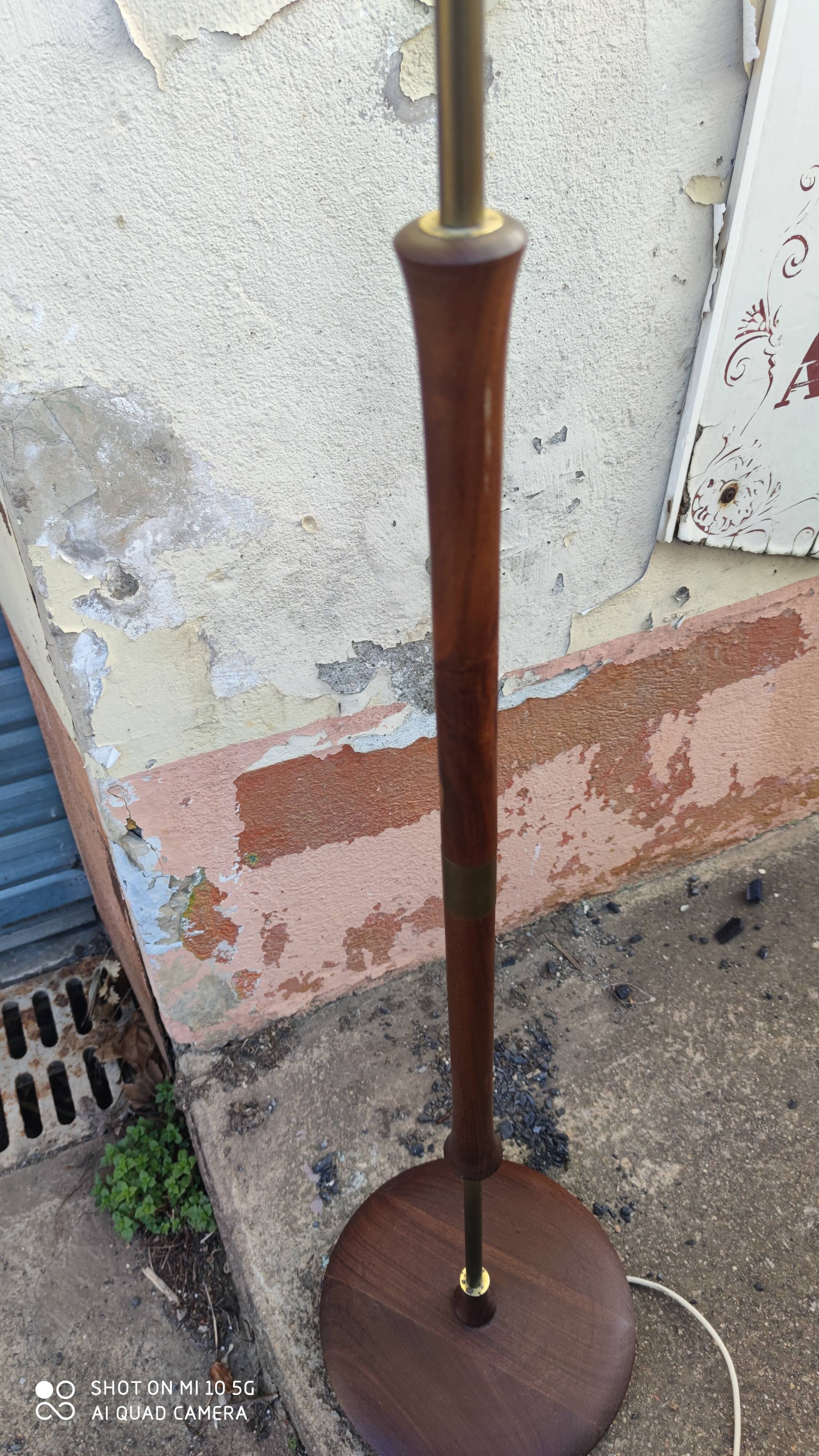 Teak and bronze floor lamp, circa 1960