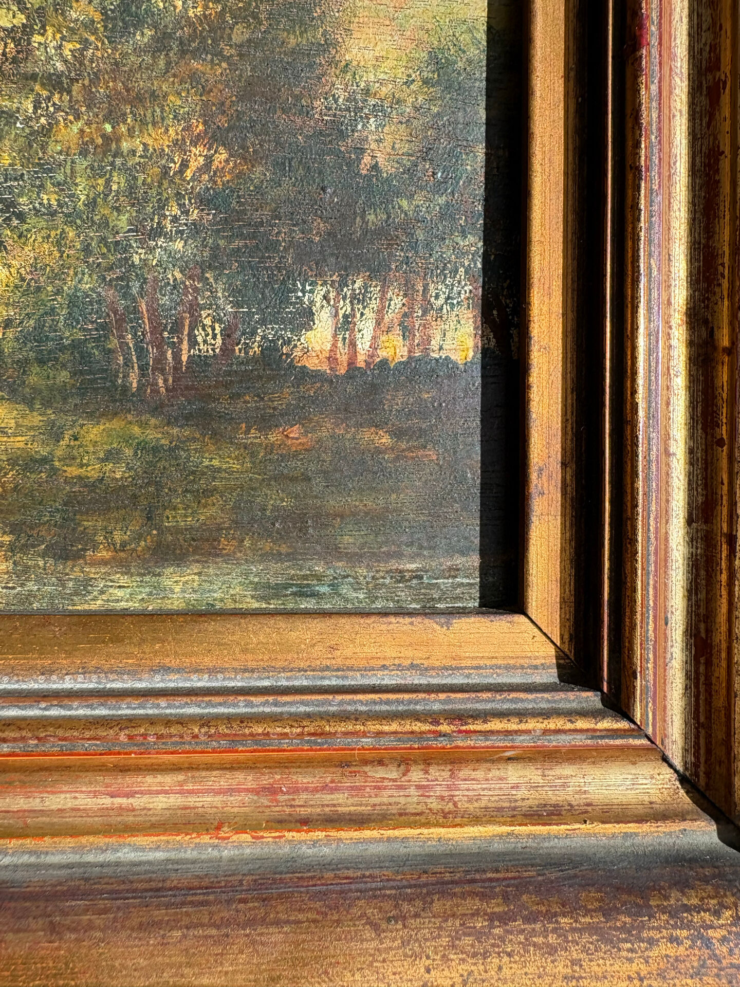 Antique painting from the late 19th century - Oil on panel in the Barbizon style.