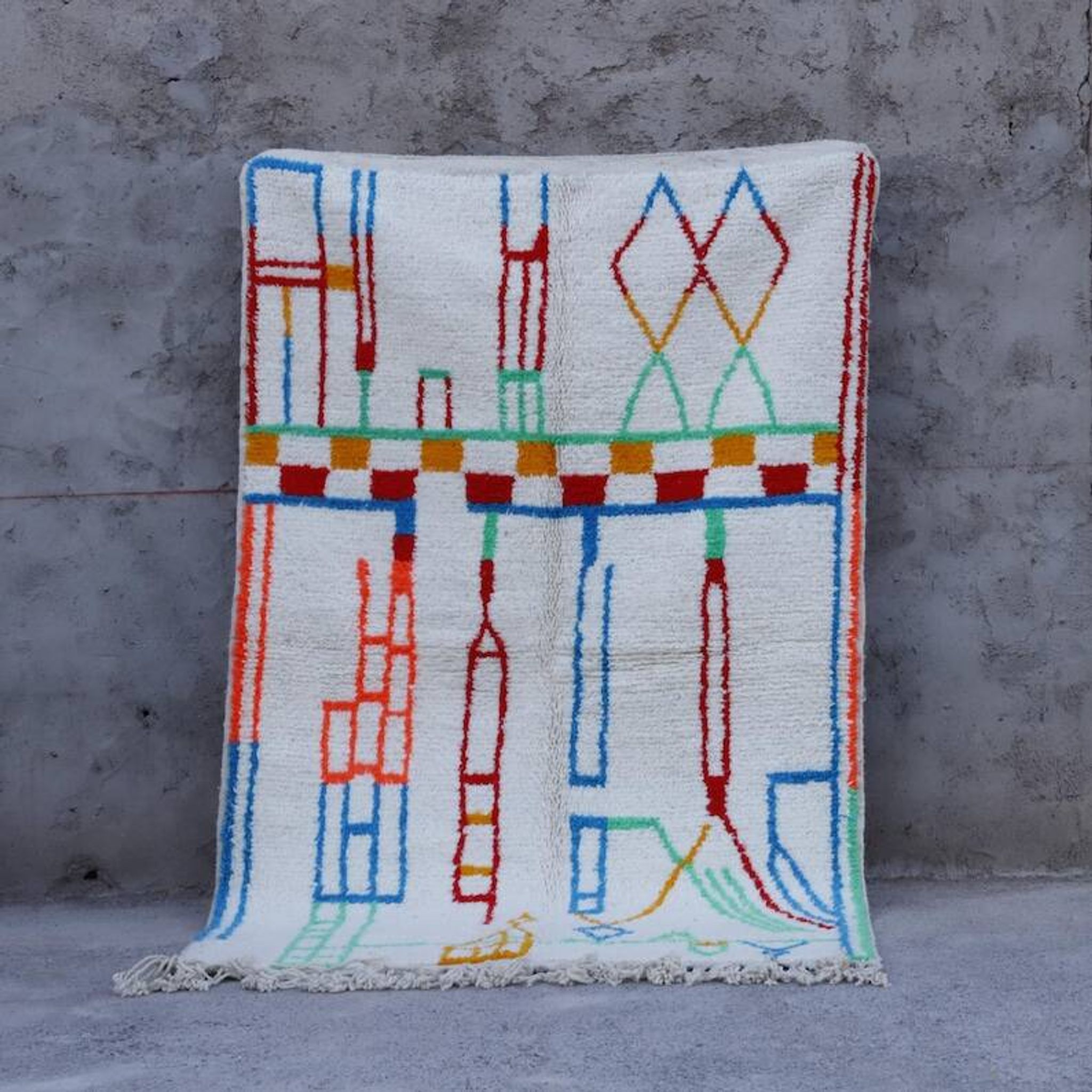 Handmade natural wool rug 250cm x 150cm
