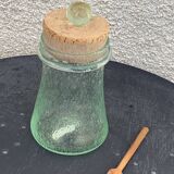 Olive or pickle jar in Biot bubble glass, hand-blown