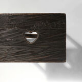 Tabouret rustique en bois noir, vers 1920