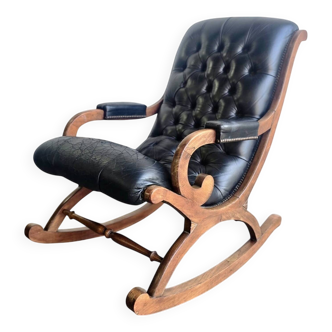 Fauteuil Chesterfield vintage/chaise berçante/chaise longue