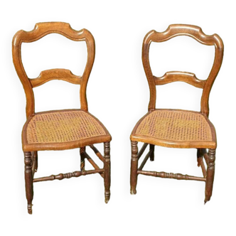 Paire de chaises cannées Louis philippe fin 19ème