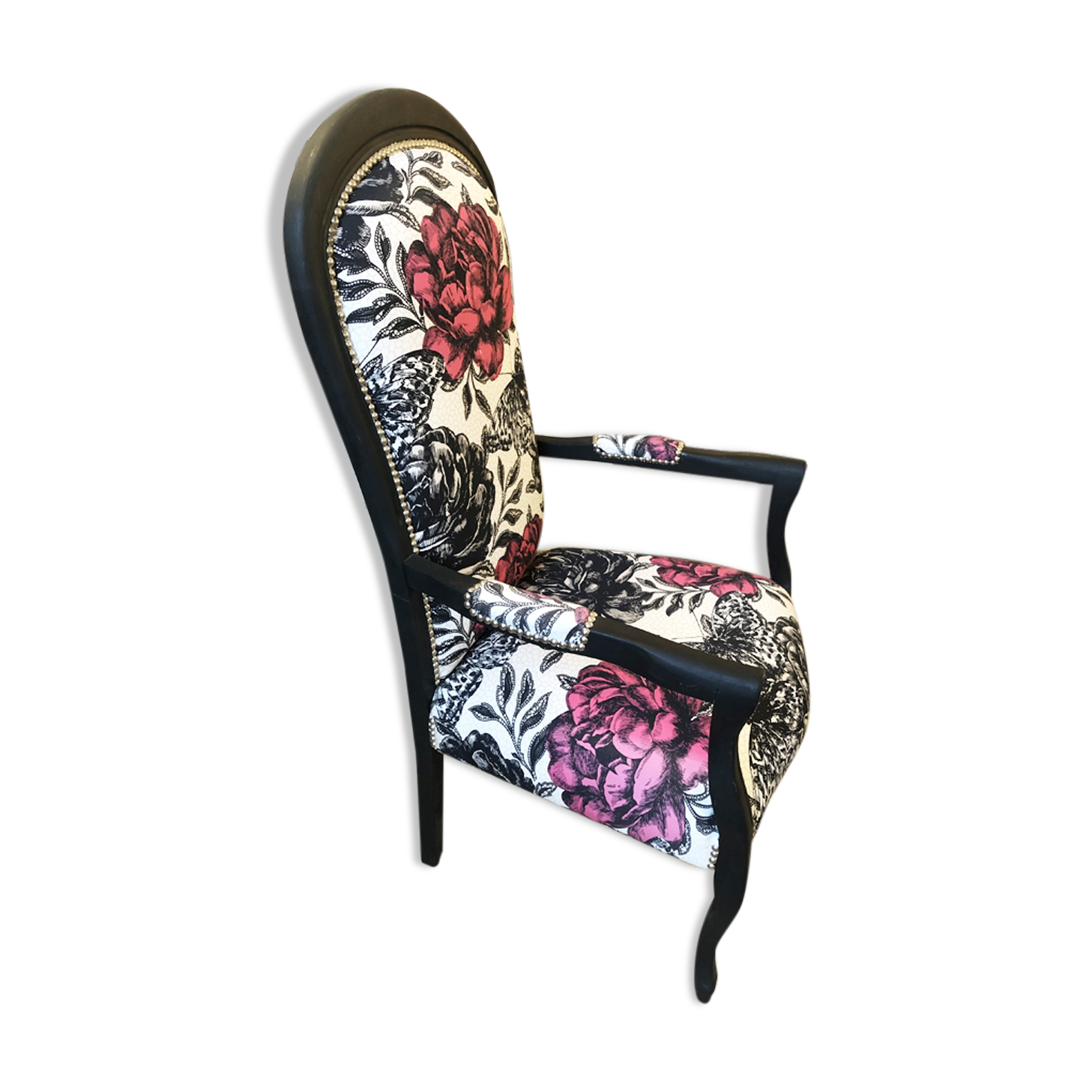 Black Voltaire armchair restyled, 1950