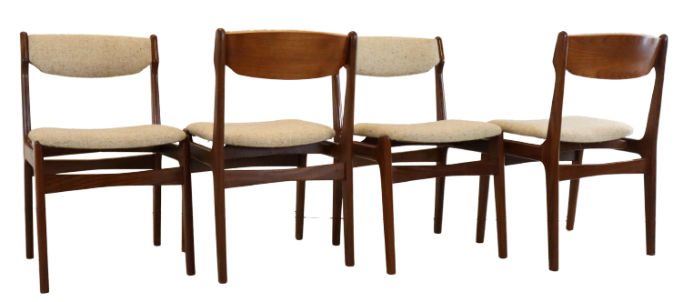 Set of 4 mid century teak chairs 'Nejede'