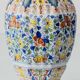 Polychrome Dutch Delft Table Lamp, Tichelaar Makkum, with New Loose Pleat Silk Shade
