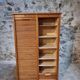 Armoire à rideaux vintage en chêne français – années 1960 – rangement de bureau avec étagères réglables