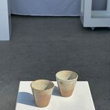 Set of 2 cups in Indonesian ceramic (brown & speckled glazed matte)