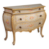 Commode vénitienne laquée, peinte et dorée du XXe siècle