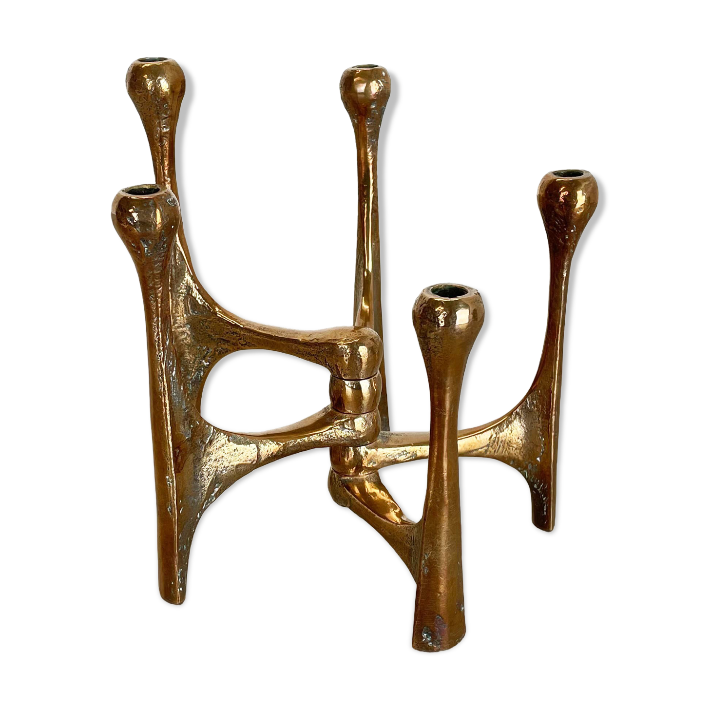 Midcentury Brutalist Bronze Candleholder by Michael Harjes, Germany, 1960s
