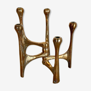 Midcentury Brutalist Bronze Candleholder by Michael Harjes, Germany, 1960s