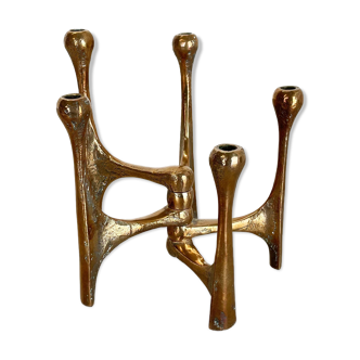 Midcentury Brutalist Bronze Candleholder by Michael Harjes, Germany, 1960s