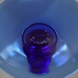 Set of 4 glass (ice cream) bowls, blue stem, Codec