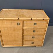 Cabinet en osier et en bambou par Dal Vera, années 1970