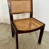 Lot 4 wooden and cane chairs Baumann design symphony model 70s vintage
