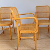 Set of 4 wooden and cane chairs model Prague 811 by Josef Hoffmann