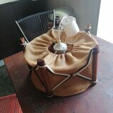 Small chandelier 1960 1970 canvas jute wood Scandinavian style