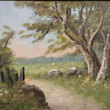 Huile sur toile par louis andrey, école de barbizon