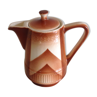 Cafetiere en ceramique brune style art deco  par Waku/ années 30-40