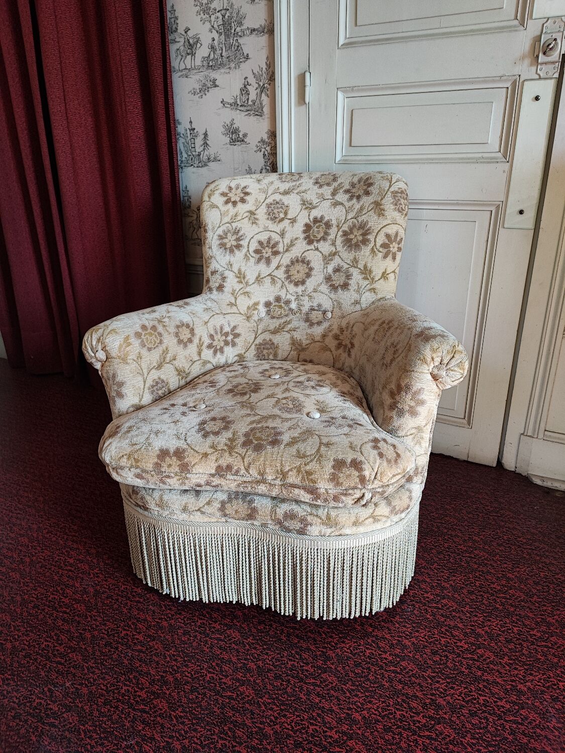 Vintage velvet toad armchair
