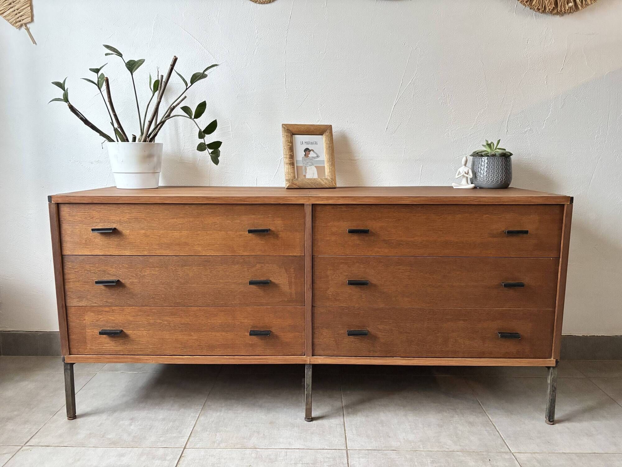 Vintage Scandinavian teak sideboard – 6 drawers – 1960s