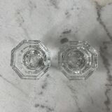 Set of 2 octagonal glass candle holders France