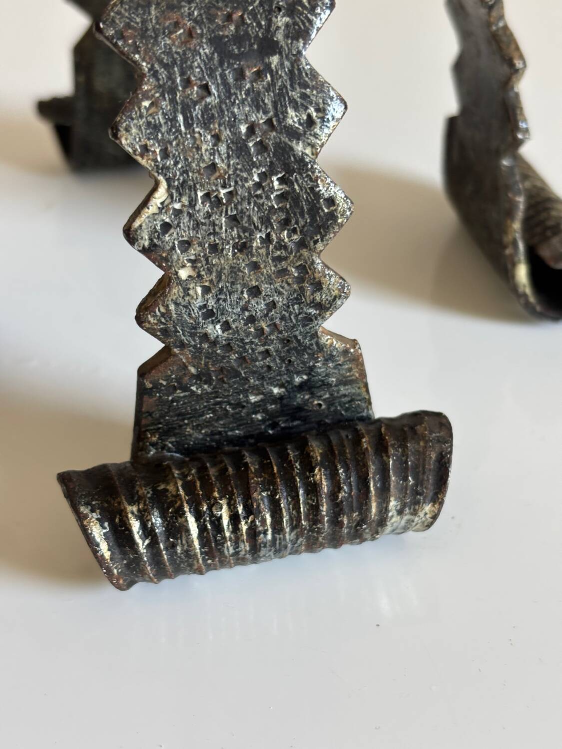 Brutalist metal candle holder