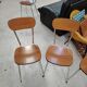 Set of 4 chairs in wood-effect Formica and chrome metal - 1970