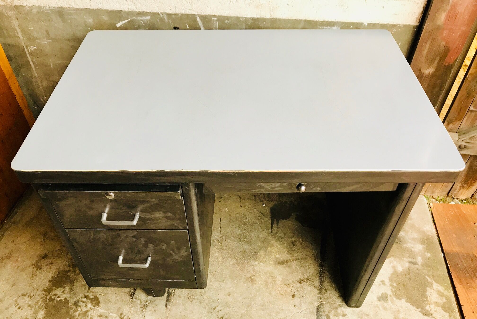 Industrial metal desk