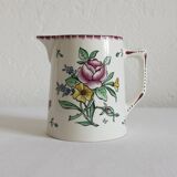 Earthenware pitcher with floral decoration Digoin Sarreguemines