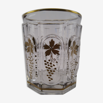 Glass octagonal cup with facets gilded crystal Baccarat XIXth period CHARLES X