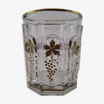 Verre gobelet octogonal à facettes doré cristal Baccarat XIXème époque CHARLES X