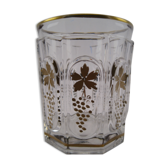 Glass octagonal cup with facets gilded crystal Baccarat XIXth period CHARLES X