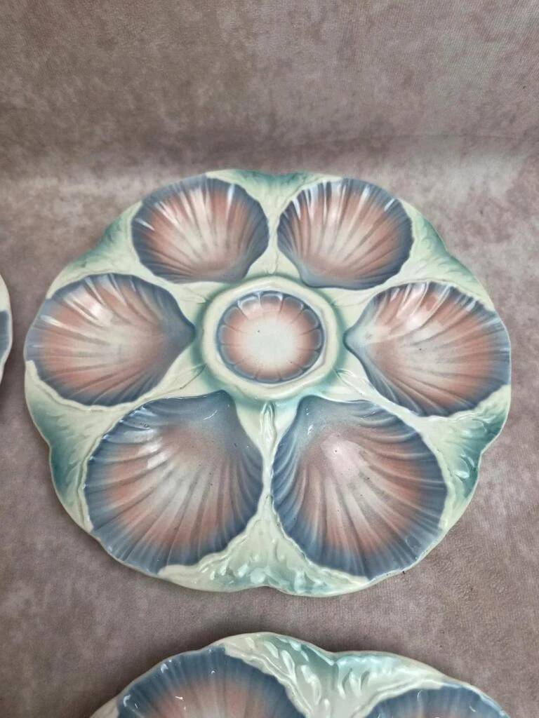 Set of 5 oyster plates Digoin Sarreguemines no. 32 – Antique majolica