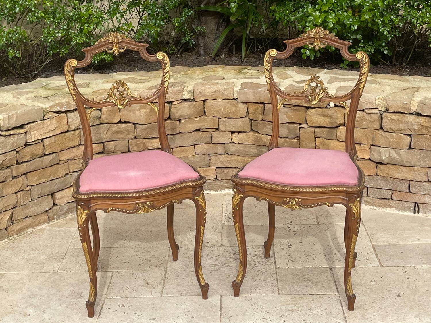 Pair of Louis XV Style Mahogany Chairs