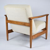 Original scandinavian armchair, renovated, 1960s, teak, beige Cord