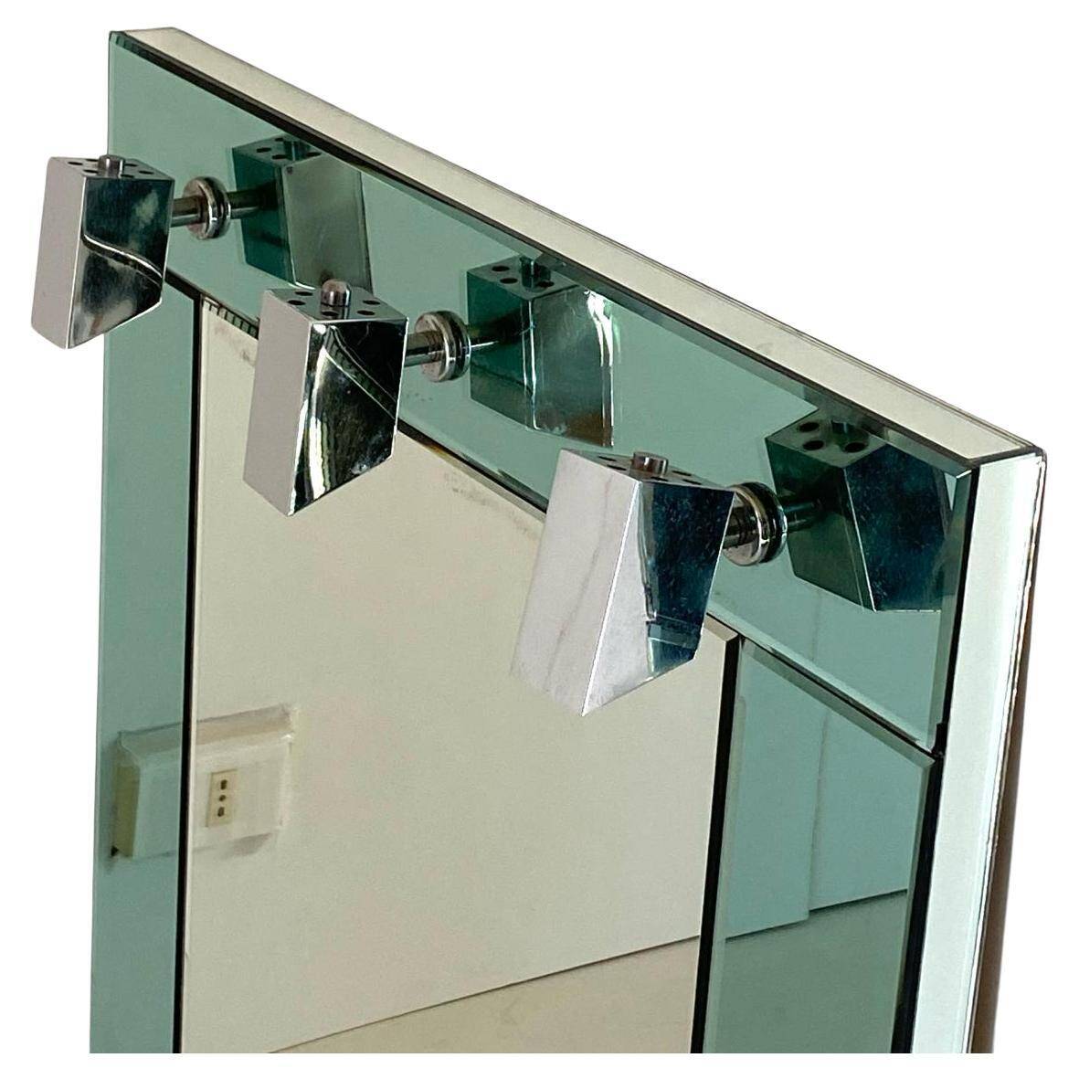 Vintage Aqua Green Glass Wall Mirror, Italy 1970s