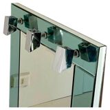 Miroir mural vintage en verre vert d'eau, Italie, années 1970