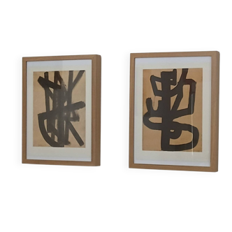 Pierre Soulages - Pair of engravings after works from 1947 and 1948