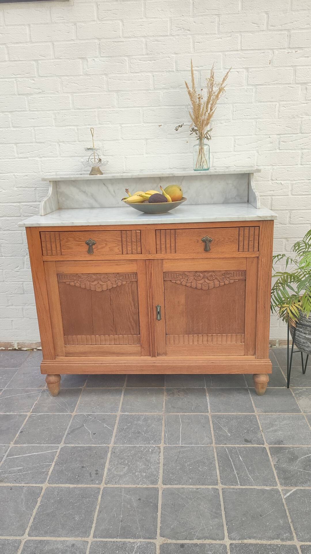 Art Deco oak and marble sideboard