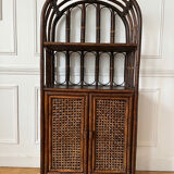 Vintage rattan and caning shelf bookcase