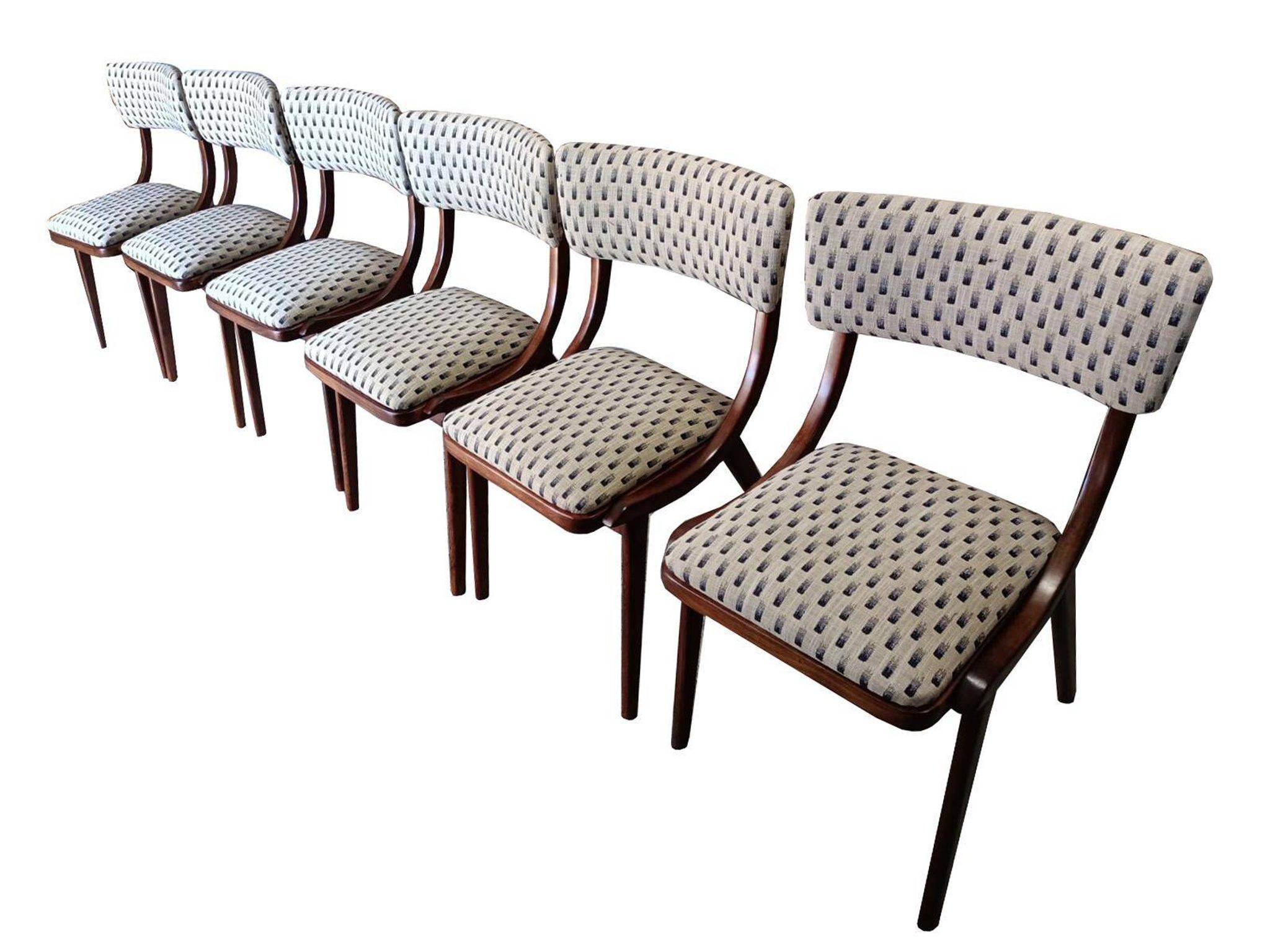 Mid-Century Modern Bumerang Chair, light cream white jacquard, Poland, 1960s