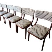 Mid-Century Modern Bumerang Chair, light cream white jacquard, Poland, 1960s
