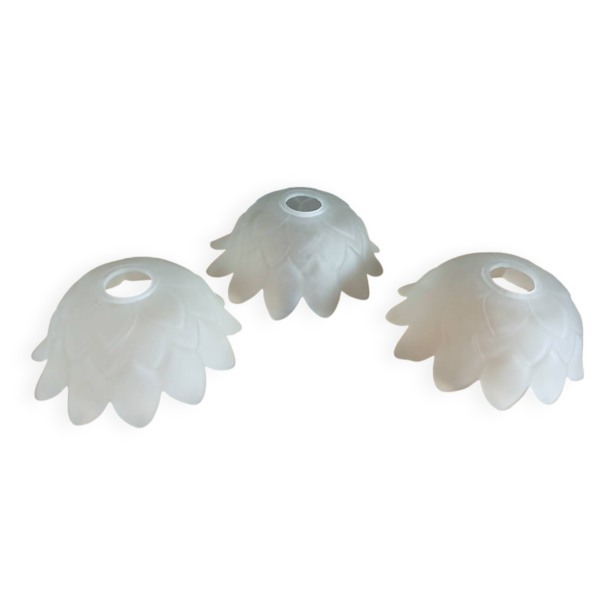 Set of 3 Art Deco glass paste pendant lights