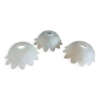 Lot de 3 suspensions en pâte de verre Art Déco