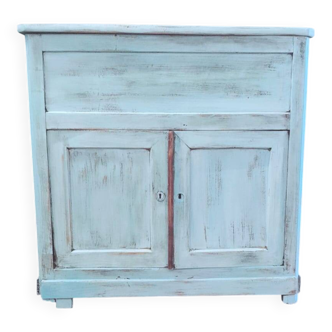 Sublime 19th-century commode (natural patina) pastel blue seaside.