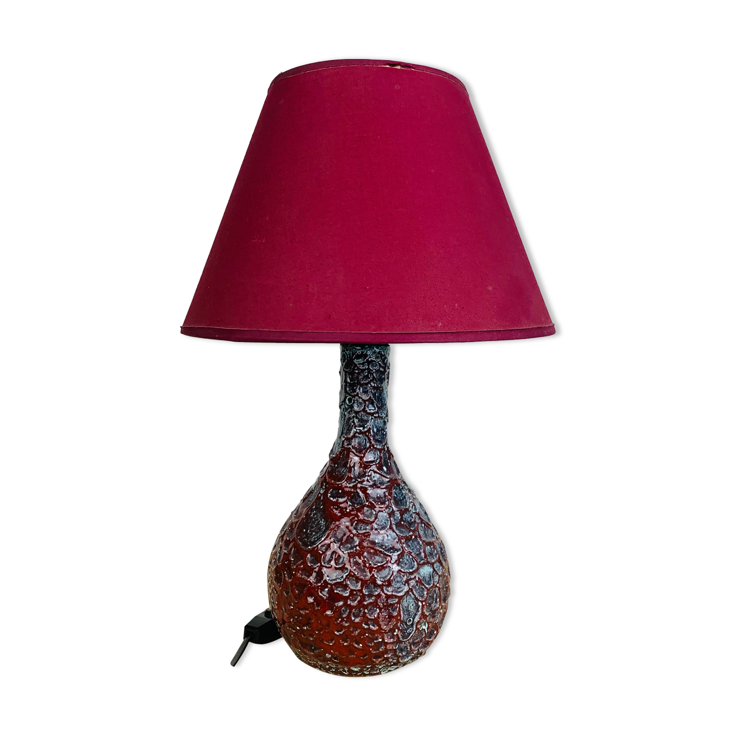 Red crisp ceramic lamp Vallauris