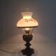 Mid-century Czech cast iron glass lamp vintage floral shade home lighting
